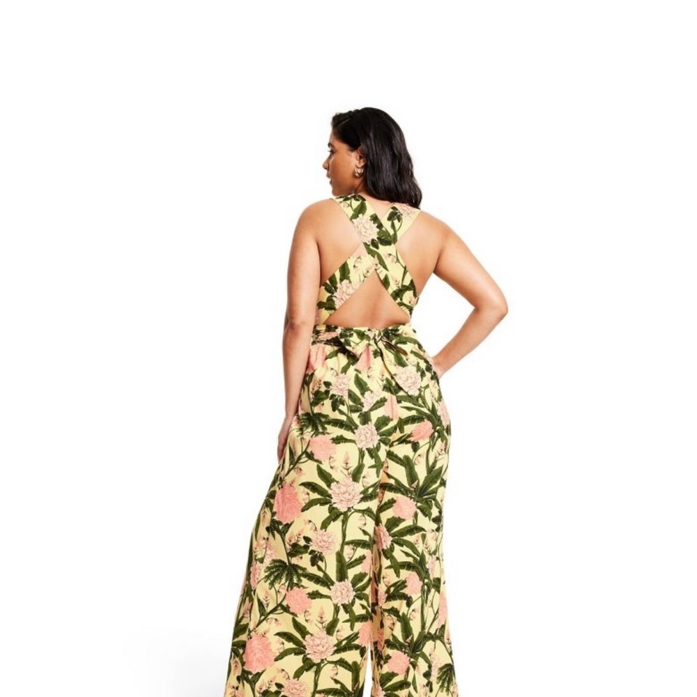 Women's Peony Botanical Print Jumpsuit Agua Bendita x Target Yellow/Dark Olive